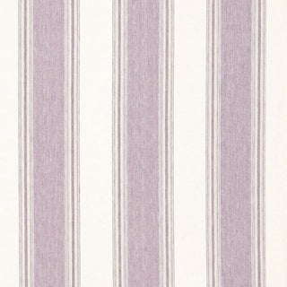 Sample - Schumacher Savannah Linen Stripe Fabric in Lavender For Sale