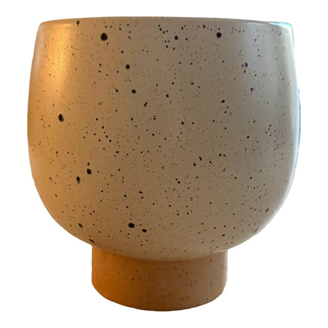 Modern Speckled Ceramic Pedestal Planter For Sale