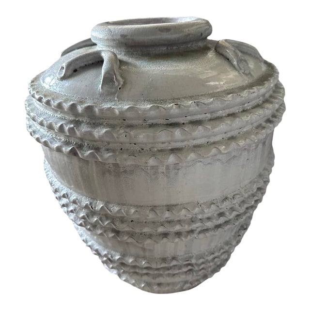 Vintage Italian Glazed Terracotta Old Olive Pot For Sale