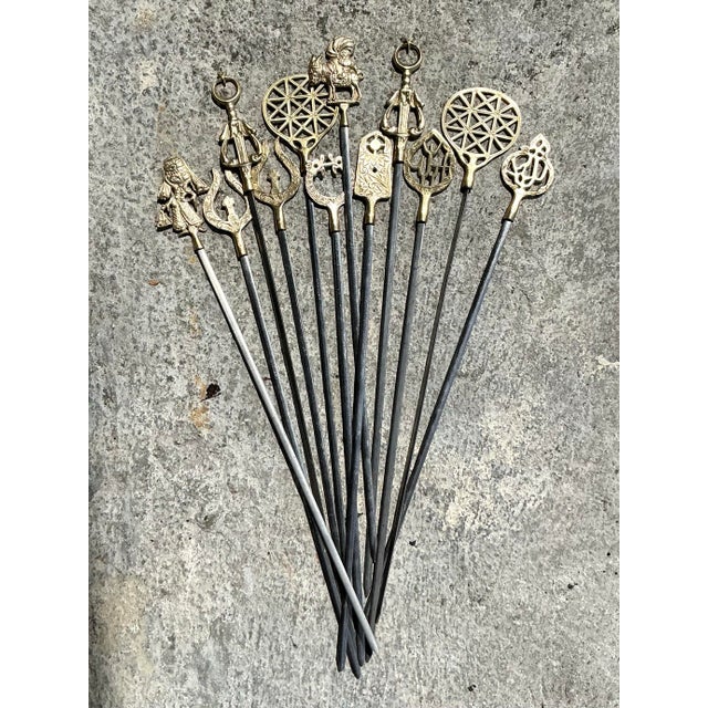 Vintage Boho Brass Icon Skewers - Set of 12 For Sale - Image 9 of 11