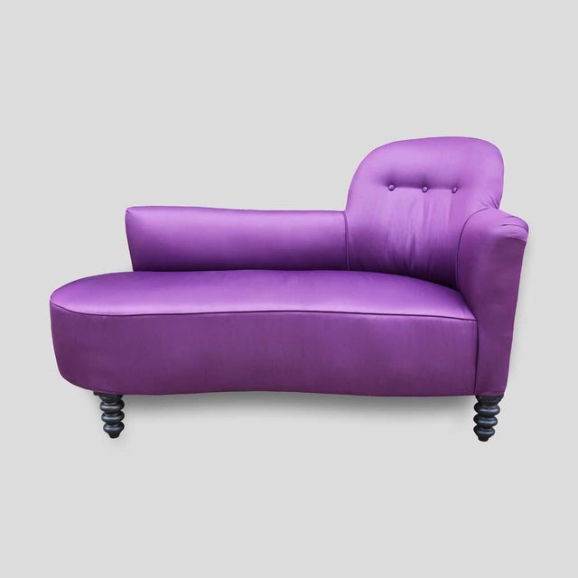 1930s Purple Satin Chaise Lounge, 1930s For Sale - Image 5 of 5