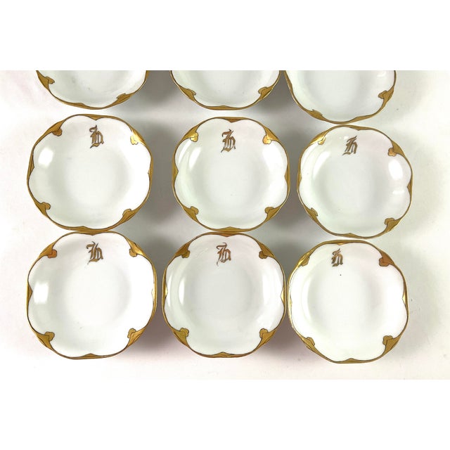 Rosenthal Early 20th Century Rosenthal,unmarked , Gilded, Porcelain, Scalloped Edge, 5 Inch Berry Bowls – Set of 11 For Sale - Image 4 of 7