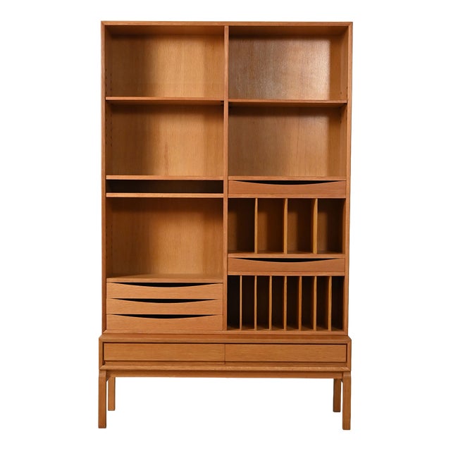 Modular Oak Bookcase by Marian Grabinski, 1960s For Sale
