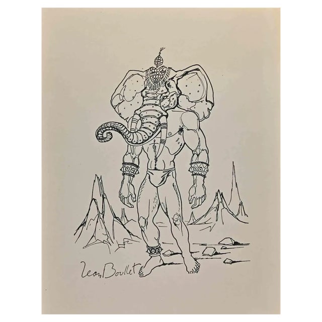 Leon Boullet, Elephant Man, Metamorphosis, Lithograph, 1950s For Sale