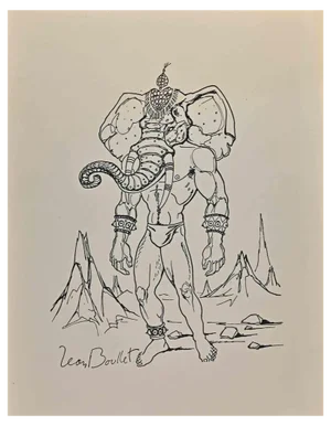 Leon Boullet, Elephant Man, Metamorphosis, Lithograph, 1950s