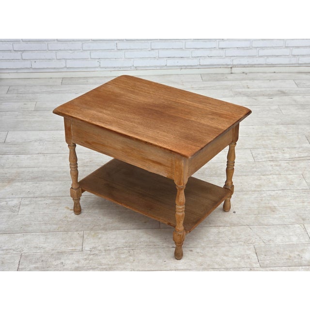 Brown Scandinavian Side Table with Drawers in Oak Wood and Rattan, 1970s For Sale - Image 8 of 18