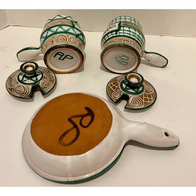 French Ceramist Condiment Set & Poelon, Signed, Robert Picault, c.1950 For Sale - Image 10 of 12