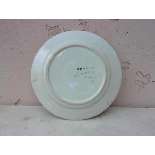 Henriot Quimper French Faience Plate Henriot Quimper, Circa 1930 For Sale - Image 4 of 5