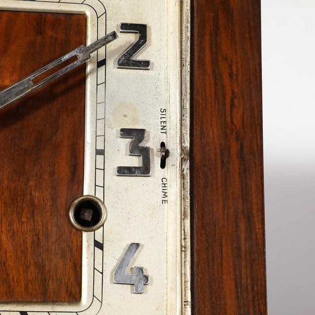 1930s Art Deco Walnut Floor Clock W/ Deco Numeral Dial and Black Lacquered Base For Sale - Image 5 of 14