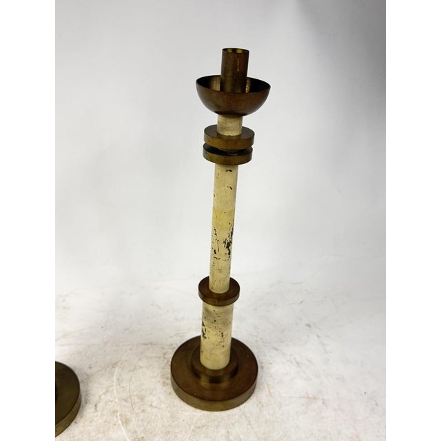 Art Deco Brass Candleholders, 1920s, Set of 2 For Sale - Image 3 of 14