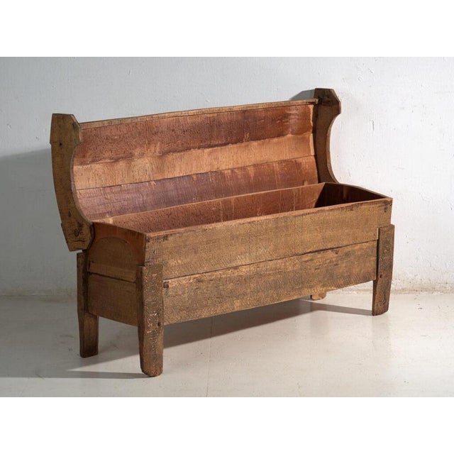 Antique Primitive Storage Bench in Wood, Central Europe, 1850 For Sale - Image 5 of 13