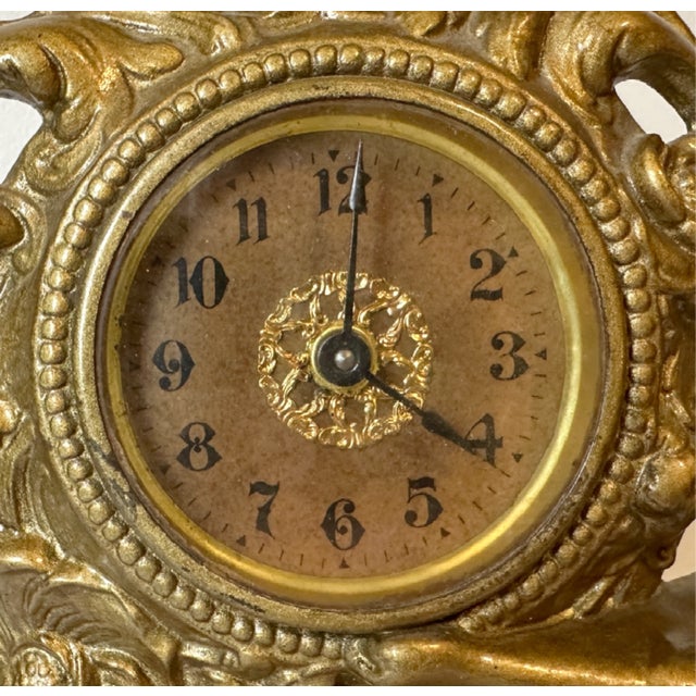 Antique Art Nouveau Lady Gilt Brass Filigree Clock, Circa 1905 | Chairish