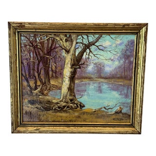 1930s Landscape Painting, Illinois, Framed For Sale