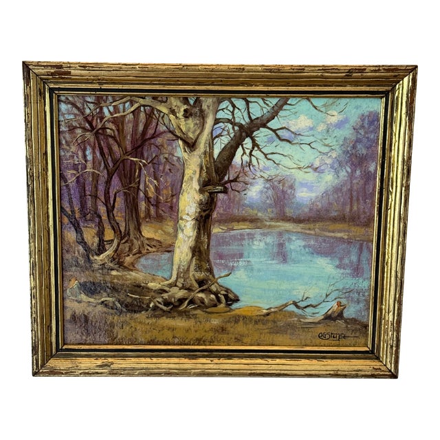 1930s Landscape Painting, Illinois, Framed For Sale