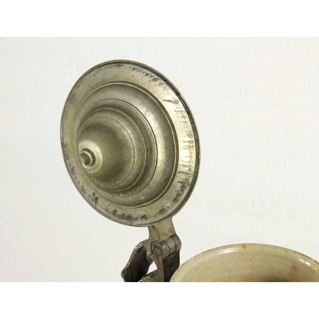 1880's Blue on Gray Stoneware Beer Stein With Pewter Lid 0.5l Westerwald Germany For Sale - Image 12 of 14