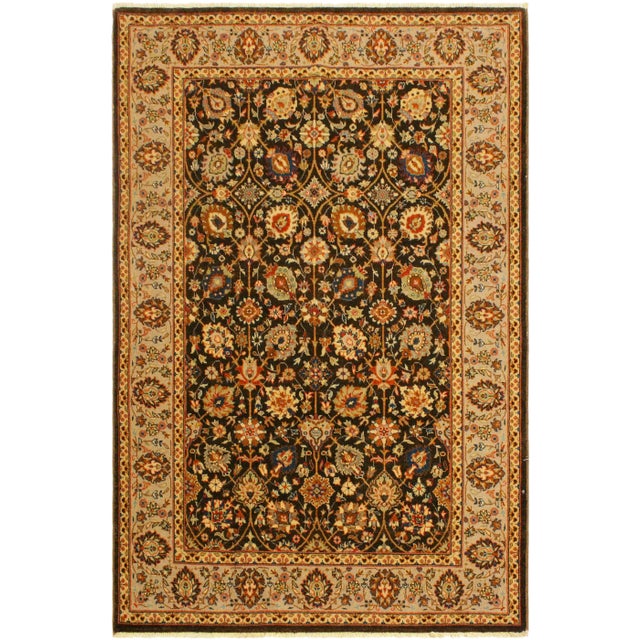 1980s Shabby Chic Istanbul Brown/Lt. Tan Turkish Hand-Knotted Rug -4'3 X 6'2 For Sale