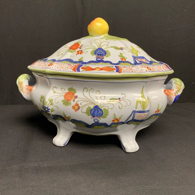 Late 20th Century Late 20th Century Italian Blue Carnation Covered Bowl For Sale - Image 5 of 10