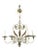 Shabby chic white and gold washed chandelier. Gorgeous six-arm chandelier accented with gold acanthus style fern leaves.