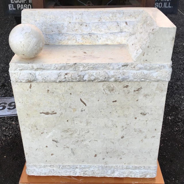 Postmodern Pedestal Dining Table Base in Tessellated Stone From Magnussen Philippines For Sale - Image 3 of 13