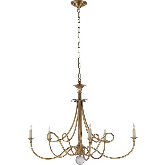 Transitional Eric Cohler for Visual Comfort Signature Double Twist Large Chandelier in Hand-Rubbed Antique Brass For Sale - Image 3 of 4