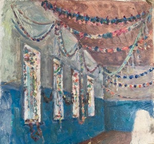 Family Holidays Oil Painting, Ukrainian Artist, 1960s