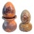 Vintage Carved Soapstone Egg & Rainbow Stone Egg Set of 2 W/ Stands For Sale
