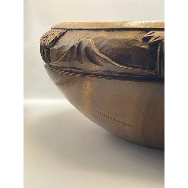 Mid 20th Century Hand Carved Wooden Bowl & Serving Utensils For Sale - Image 11 of 12