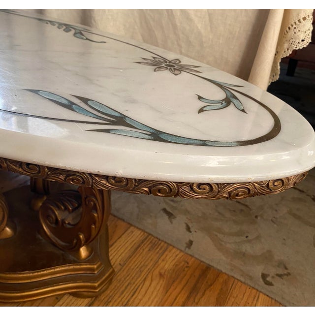1960s Italian Hand Etched Marble Coffee Table For Sale - Image 10 of 12