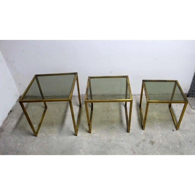 1960s Italian Nesting Brass Tables - Set of 3 For Sale - Image 5 of 6