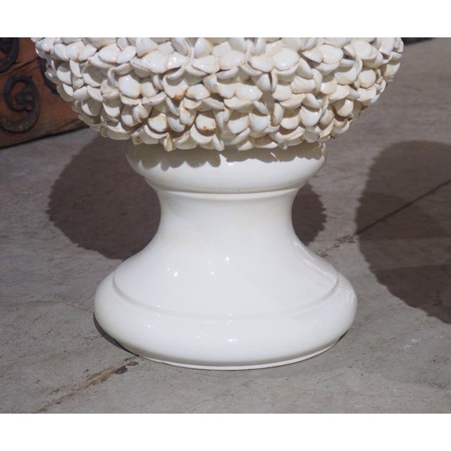 Pair of Tall Italian Pyramidal Creamware Topiaries, H-28 Inches For Sale - Image 4 of 18
