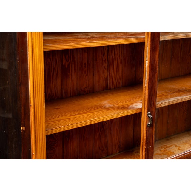 Brown Early 20th Century Oxblood-Stained Step-Back Kitchen Hutch For Sale - Image 8 of 18