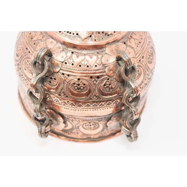 Antique Indian Copper Pandan Betel Box, Mughal Revival, Pierced Dome Lid For Sale - Image 4 of 13