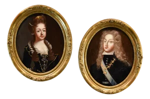 Circle of Pierre Gobert, Portraits Philip V King of Spain & Luisa Savoy Gobert, 1720, Oil on Canvases, Framed, Set of 2