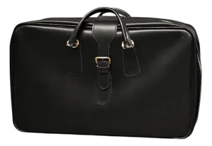 Vintage Suitcase in Genuine Black Leather, 1950s