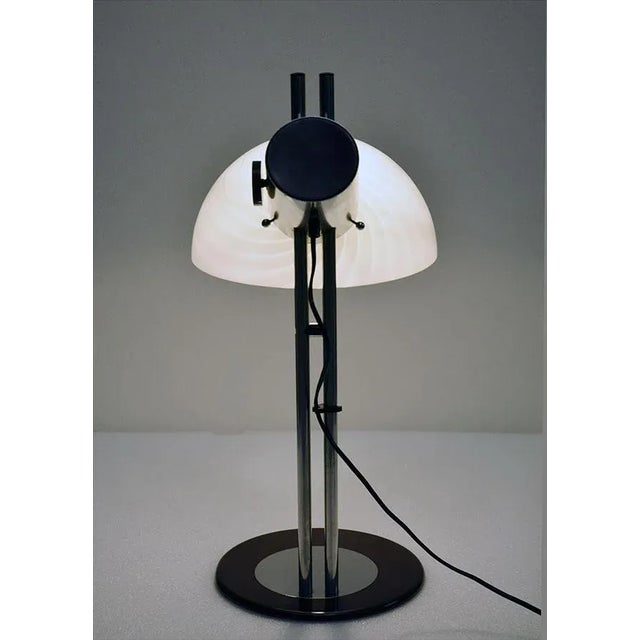 White Glass and Metal Table Lamp by Zonca, 1970s For Sale - Image 8 of 12