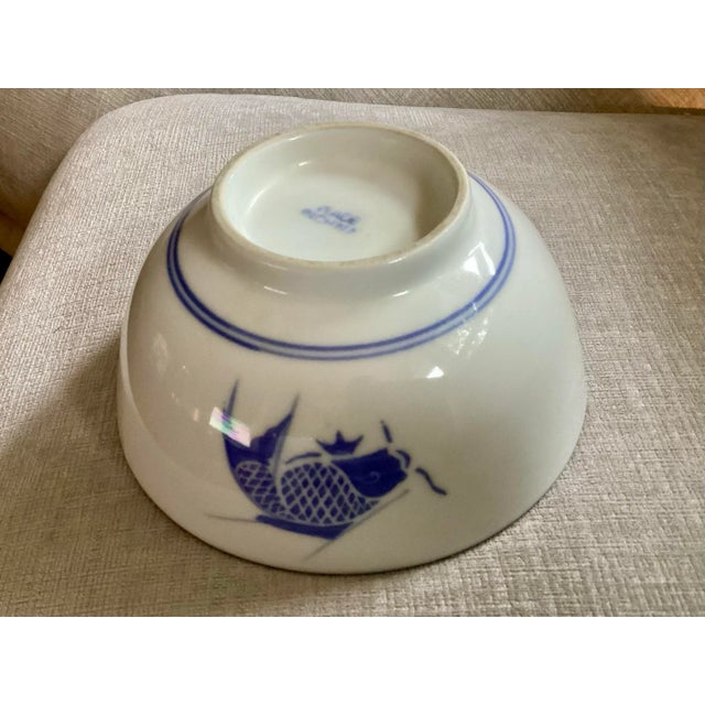 Ceramic Vintage Blue and White Chinese Bowl For Sale - Image 7 of 8