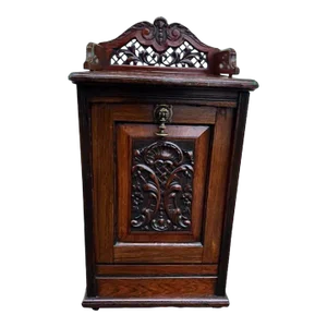 Antique Edwardian Rosewood Fireside Coal Cabinet