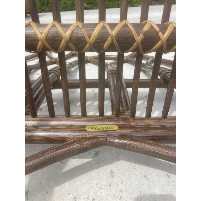 Brown Authentic McGuire Vintage Rattan Bench, Cathedral Gothic Style For Sale - Image 8 of 9