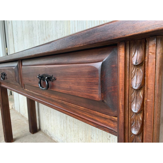 Late 19th Century Spanish Console Table With Drawers and Carved Legs For Sale - Image 9 of 11