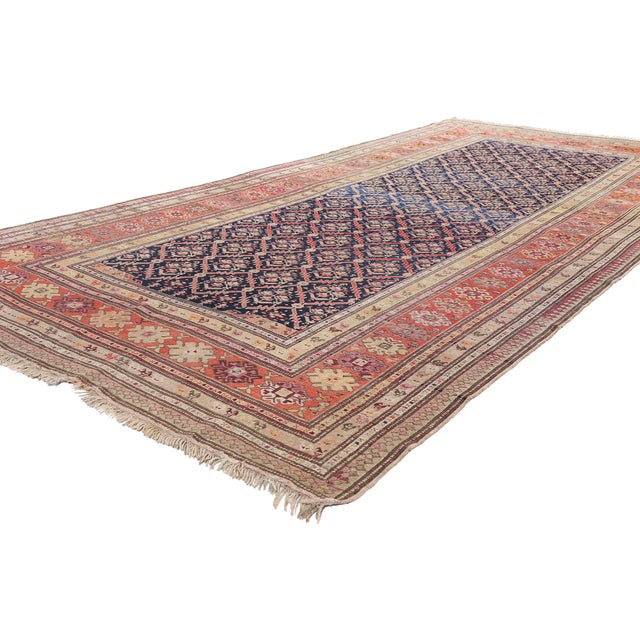 79365 Antique Caucasian Karabakh Rug, 04'11 x 10'06. The Guardian Lattice: Late 19th Century Karabakh Masterpiece of...
