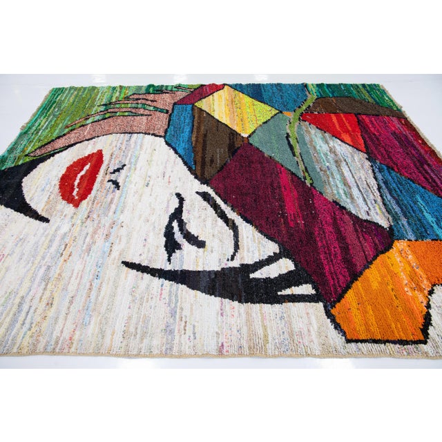 2020s Modern Turkish Handmade Multicolor Wool Rug With Expressionism Design For Sale - Image 5 of 11