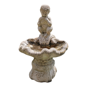 Mid-20th Century English Cast Stone Bird Bath Featuring Pan Playing Pipes