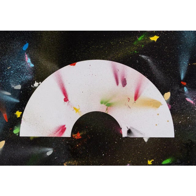 Colorplan paper, spray paint (various colours) 70 x 100 cm (27.56 x 39.37 in) Related subjects: abstract, spraypaint, Futura