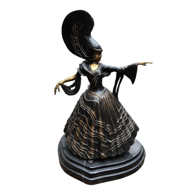 Bronze Ballroom Dancer Statue, Signed, 20th Century For Sale