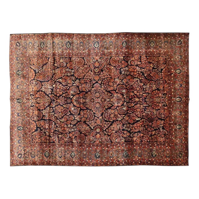 Antique Middle Eastern Hand-Knotted Sarough Rug For Sale