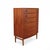 Unique mid-century modern teak dresser with rounded front and conical teak legs. Six dovetailed drawers with sculptural...