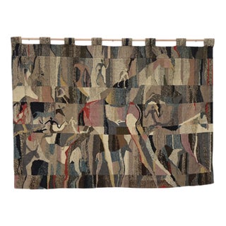 Abstracted Figurative Rug in Fabric For Sale