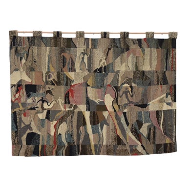 Abstracted Figurative Rug in Fabric For Sale