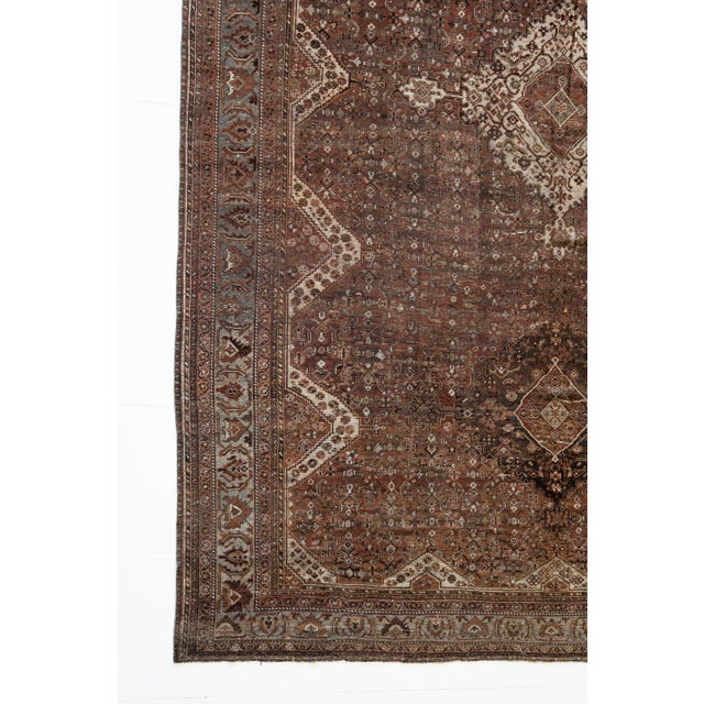 Abstract 1910s District Loom Vintage Shiraz Area Rug For Sale - Image 3 of 11