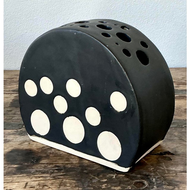 Ceramic Vintage Original Studio Pottery Stem Vase For Sale - Image 7 of 12